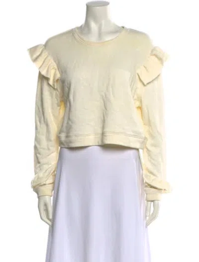 Pre-owned Loveshackfancy Crew Neck Long Sleeve Sweatshirt In Neutral