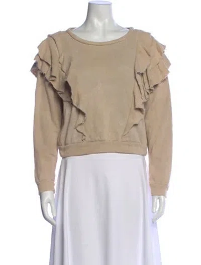 Pre-owned Loveshackfancy Crew Neck Long Sleeve Sweatshirt In Neutral