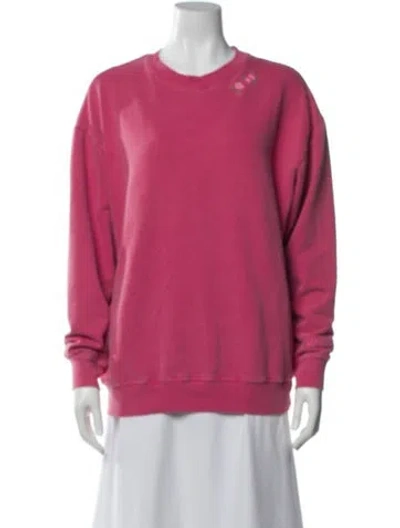 Pre-owned Loveshackfancy Crew Neck Long Sleeve Sweatshirt In Pink