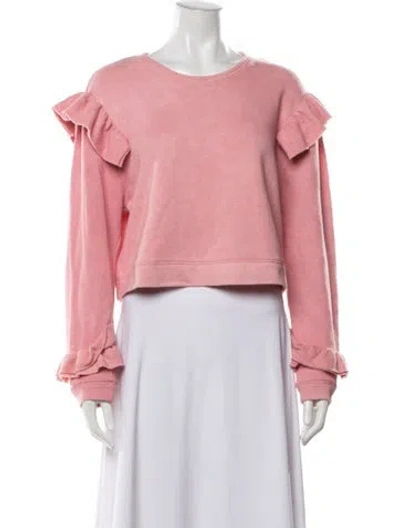 Pre-owned Loveshackfancy Crew Neck Long Sleeve Sweatshirt In Pink