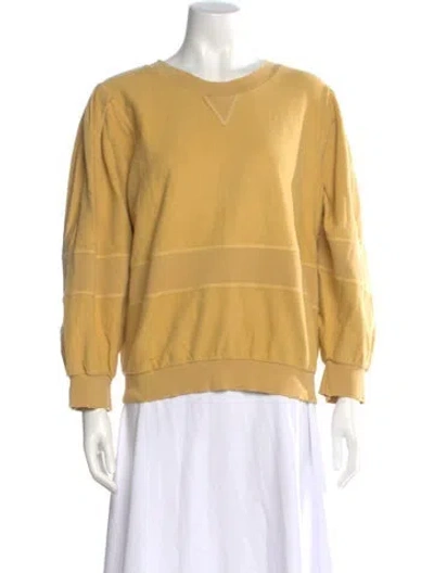 Pre-owned Loveshackfancy Crew Neck Long Sleeve Sweatshirt In Yellow