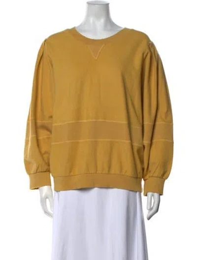 Pre-owned Loveshackfancy Crew Neck Long Sleeve Sweatshirt In Yellow