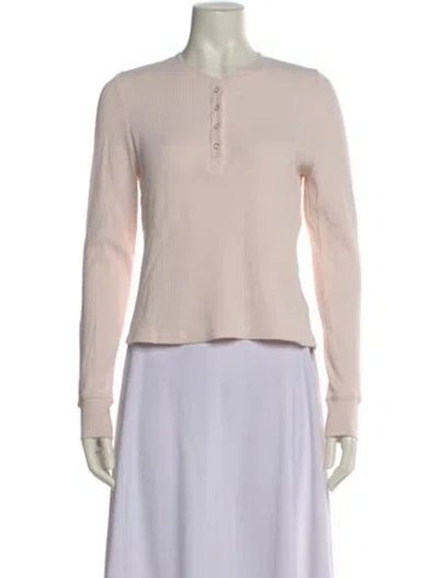 Pre-owned Loveshackfancy Crew Neck Long Sleeve Top In Neutral