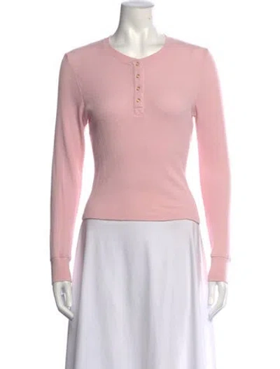 Pre-owned Loveshackfancy Crew Neck Long Sleeve Top In Pink