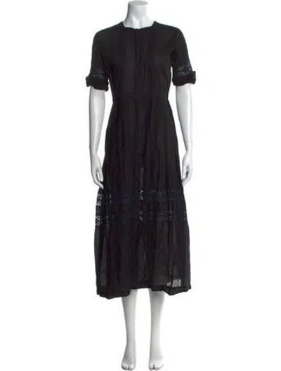 Pre-owned Loveshackfancy Crew Neck Midi Length Dress In Black