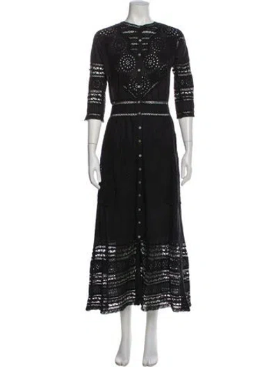 Pre-owned Loveshackfancy Crew Neck Midi Length Dress In Green