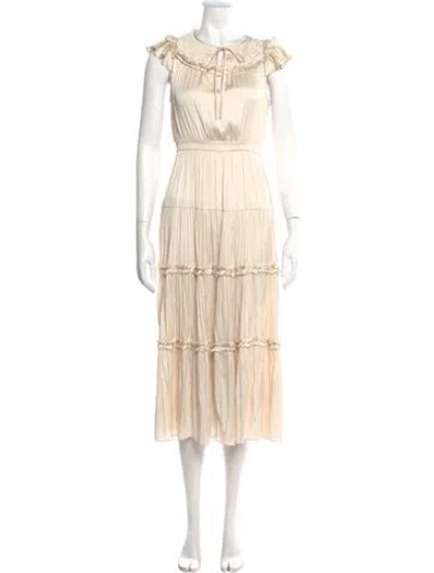 Pre-owned Loveshackfancy Crew Neck Midi Length Dress In Neutral