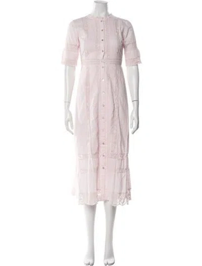 Pre-owned Loveshackfancy Crew Neck Midi Length Dress In Pink