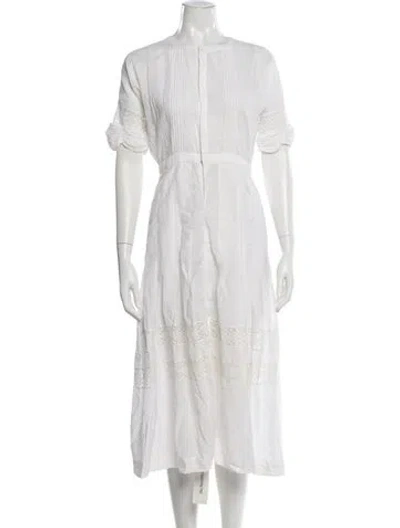 Pre-owned Loveshackfancy Crew Neck Midi Length Dress In White