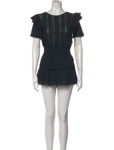 Pre-owned Loveshackfancy Crew Neck Mini Dress In Black