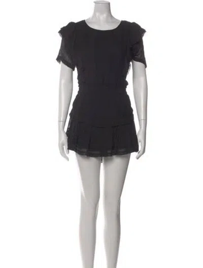Pre-owned Loveshackfancy Crew Neck Mini Dress In Black
