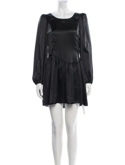 Pre-owned Loveshackfancy Crew Neck Mini Dress In Black