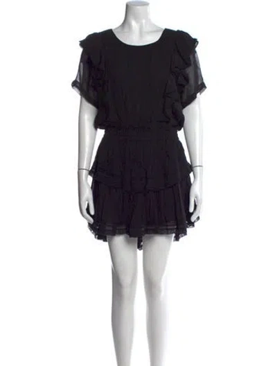 Pre-owned Loveshackfancy Crew Neck Mini Dress In Black