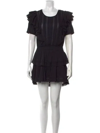 Pre-owned Loveshackfancy Crew Neck Mini Dress In Black