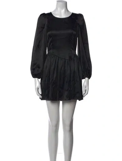 Pre-owned Loveshackfancy Crew Neck Mini Dress In Black