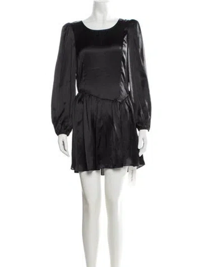 Pre-owned Loveshackfancy Crew Neck Mini Dress In Black