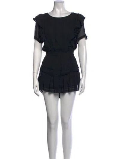 Pre-owned Loveshackfancy Crew Neck Mini Dress In Black