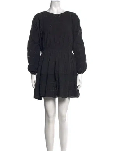 Pre-owned Loveshackfancy Crew Neck Mini Dress In Black