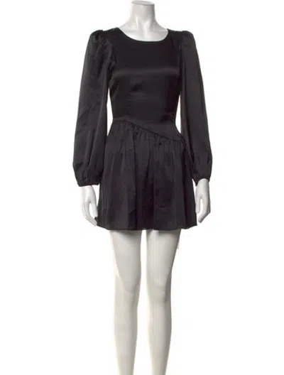 Pre-owned Loveshackfancy Crew Neck Mini Dress In Black