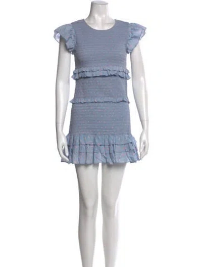 Pre-owned Loveshackfancy Crew Neck Mini Dress In Blue