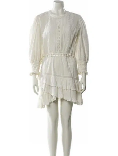 Pre-owned Loveshackfancy Crew Neck Mini Dress In Neutral