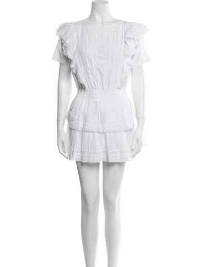 Pre-owned Loveshackfancy Crew Neck Mini Dress In Neutrals