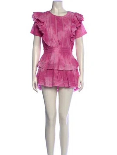 Pre-owned Loveshackfancy Crew Neck Mini Dress In Pink