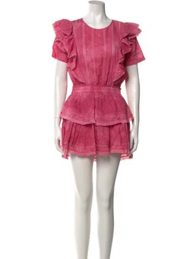 Pre-owned Loveshackfancy Crew Neck Mini Dress In Pink