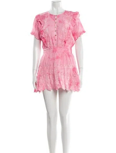 Pre-owned Loveshackfancy Crew Neck Mini Dress In Pink