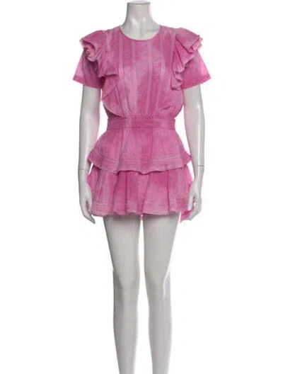Pre-owned Loveshackfancy Crew Neck Mini Dress In Pink