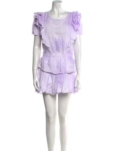 Pre-owned Loveshackfancy Crew Neck Mini Dress In Purple