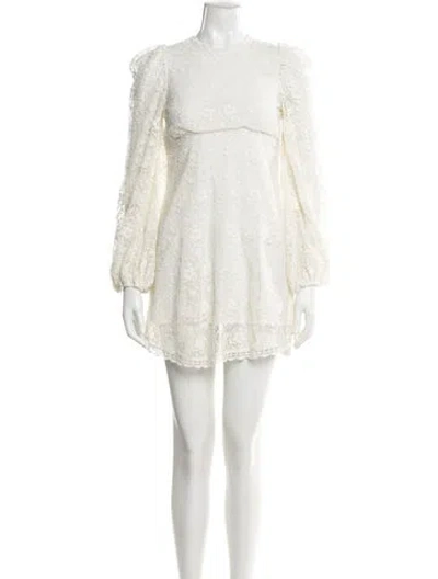 Pre-owned Loveshackfancy Crew Neck Mini Dress W/ Tags In Neutral