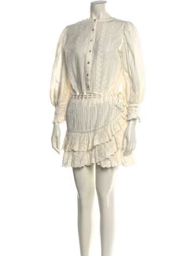 Pre-owned Loveshackfancy Crew Neck Mini Dress W/ Tags In White