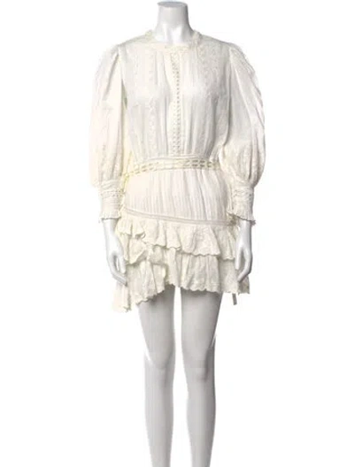 Pre-owned Loveshackfancy Crew Neck Mini Dress In White