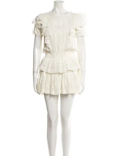 Pre-owned Loveshackfancy Crew Neck Mini Dress In White