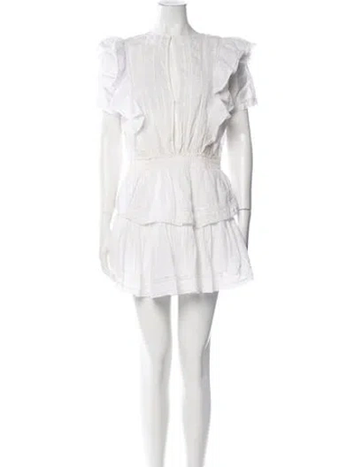 Pre-owned Loveshackfancy Crew Neck Mini Dress In White