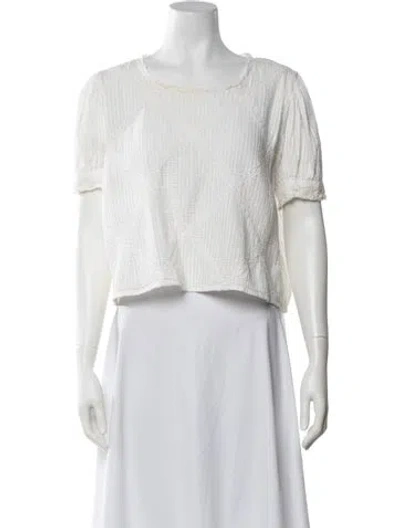 Pre-owned Loveshackfancy Crew Neck Short Sleeve Top In Neutrals