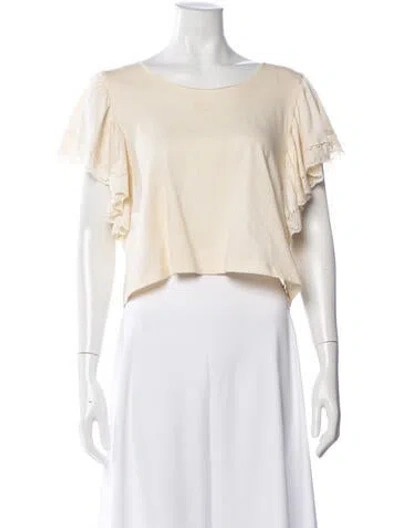 Pre-owned Loveshackfancy Crew Neck Short Sleeve Top In Neutrals