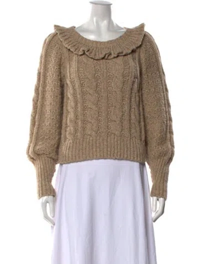 Pre-owned Loveshackfancy Crew Neck Sweater In Brown