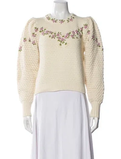 Pre-owned Loveshackfancy Crew Neck Sweater In Neutral