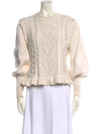Pre-owned Loveshackfancy Crew Neck Sweater In Neutral