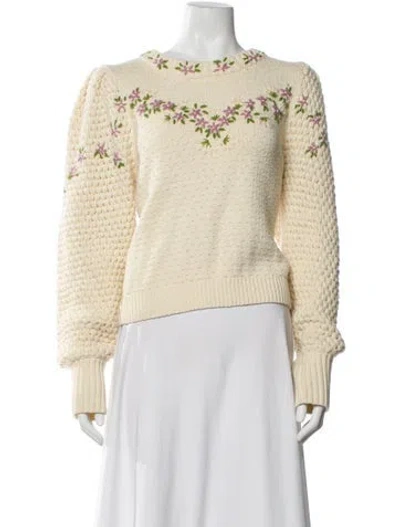 Pre-owned Loveshackfancy Crew Neck Sweater In Neutral