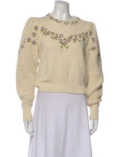 Pre-owned Loveshackfancy Crew Neck Sweater In Neutral