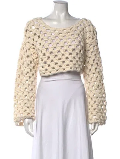 Pre-owned Loveshackfancy Crew Neck Sweater In Neutral