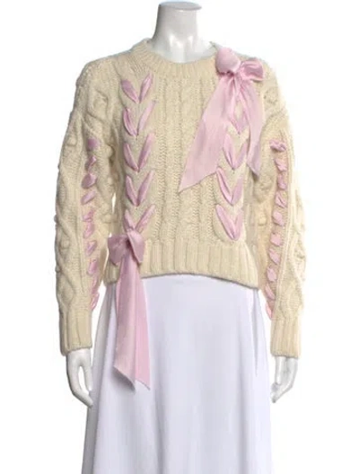 Pre-owned Loveshackfancy Crew Neck Sweater In Neutral