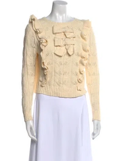 Pre-owned Loveshackfancy Crew Neck Sweater In White