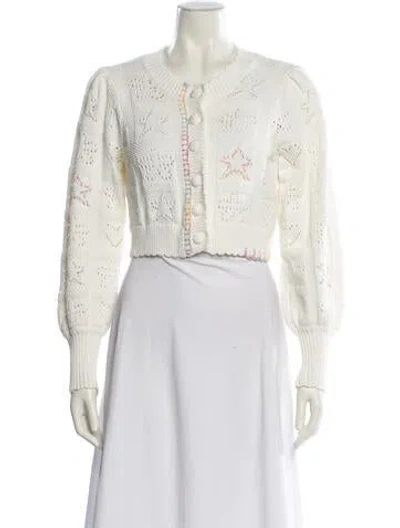 Pre-owned Loveshackfancy Crew Neck Sweater In White