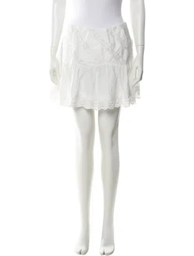 Pre-owned Loveshackfancy Crochet Trim Mini Skirt In Neutral