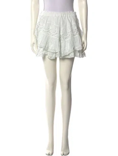 Pre-owned Loveshackfancy Crochet Trim Mini Skirt In Neutral