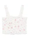 Loveshackfancy Vietta Ribbed Floral And Bow-embroidered Cotton Top